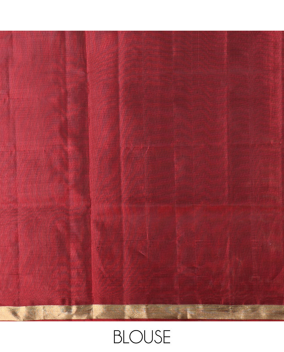 Brown Mayuri Lite Silk Mix Saree, Embellished with Bird Buttas, Highlighted by Zari Border, Contrast Intricately Designed Pallu, and a Contrast Blouse