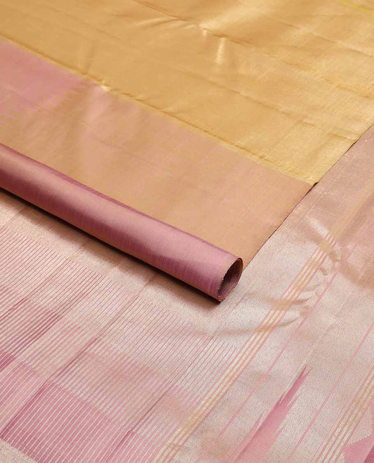 Borderless multi-color striped kancheepuram silk saree with bhavanji pallu