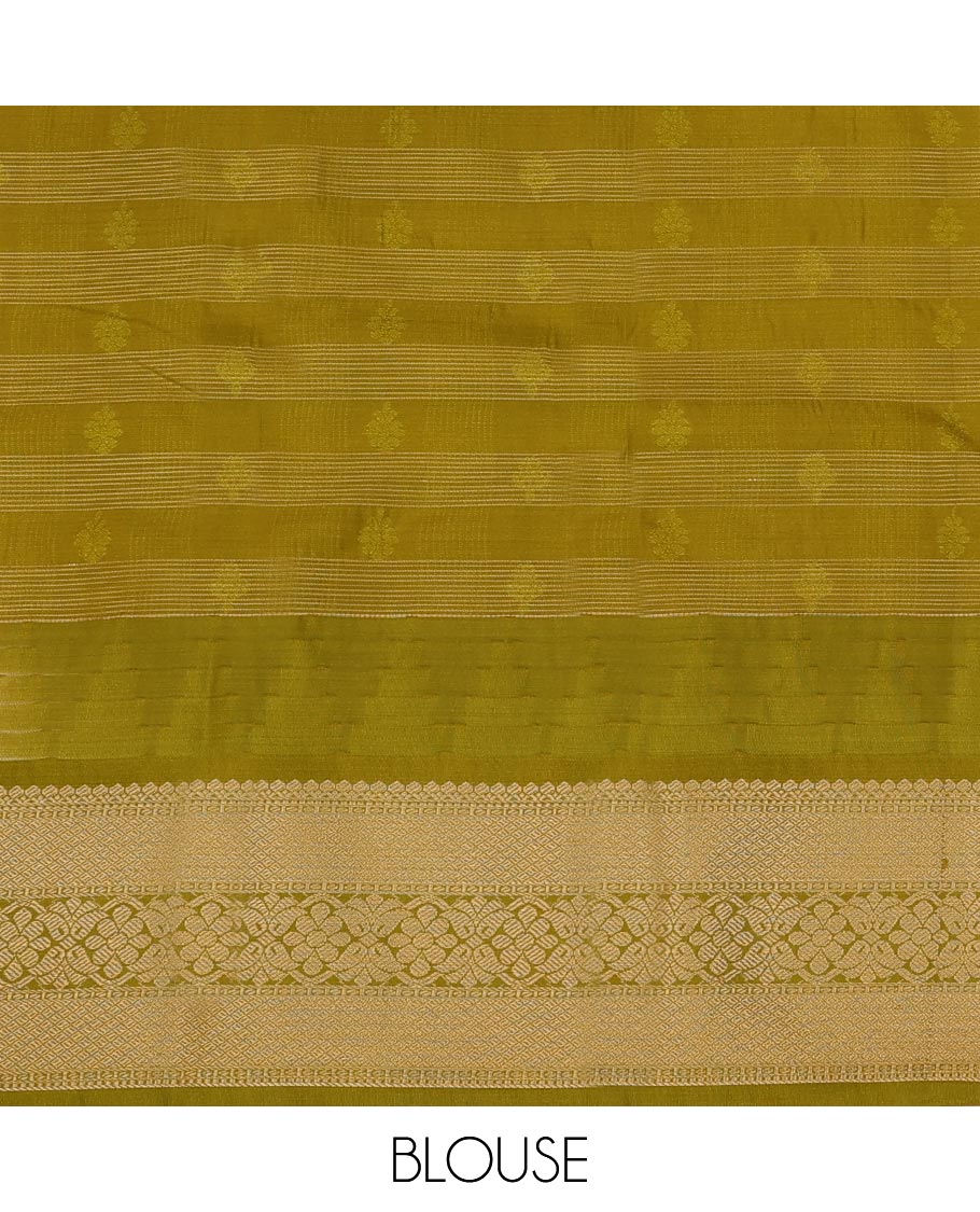 Pink Art Silk Pavadai Material Set, Bedecked with Zari Buttas Enclosed Checks All Over the Skirt, Complemented by a Contrast Temple Traditional Zari Design Border, and Paired with a Contrast Blouse