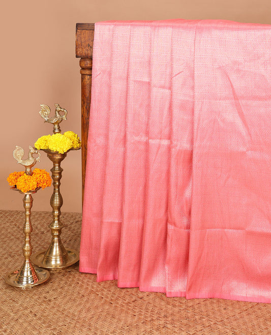 Floral pink zari brocade weaving design banaras soft silk saree with jacquard border & rich weaving pallu along with brocade blouse
