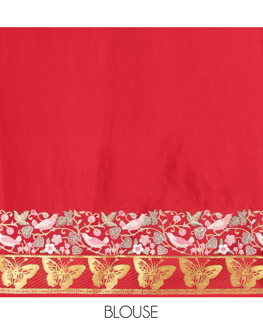 Red Plain Mysore Silk Saree