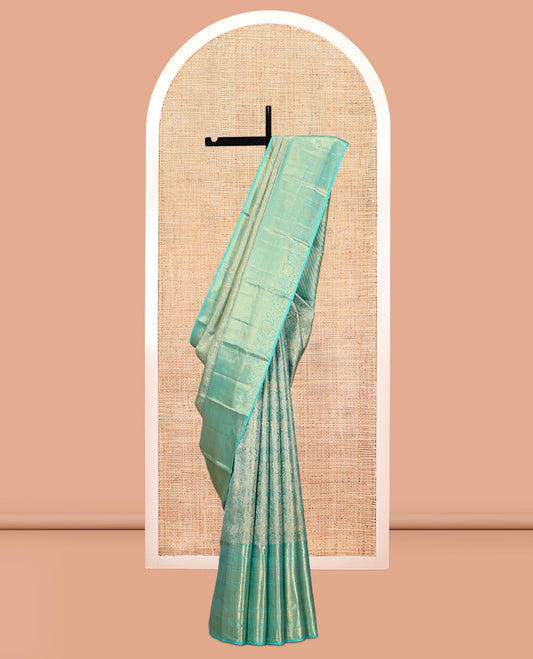 Turquoise Kanchipuram Tissue Silk Saree