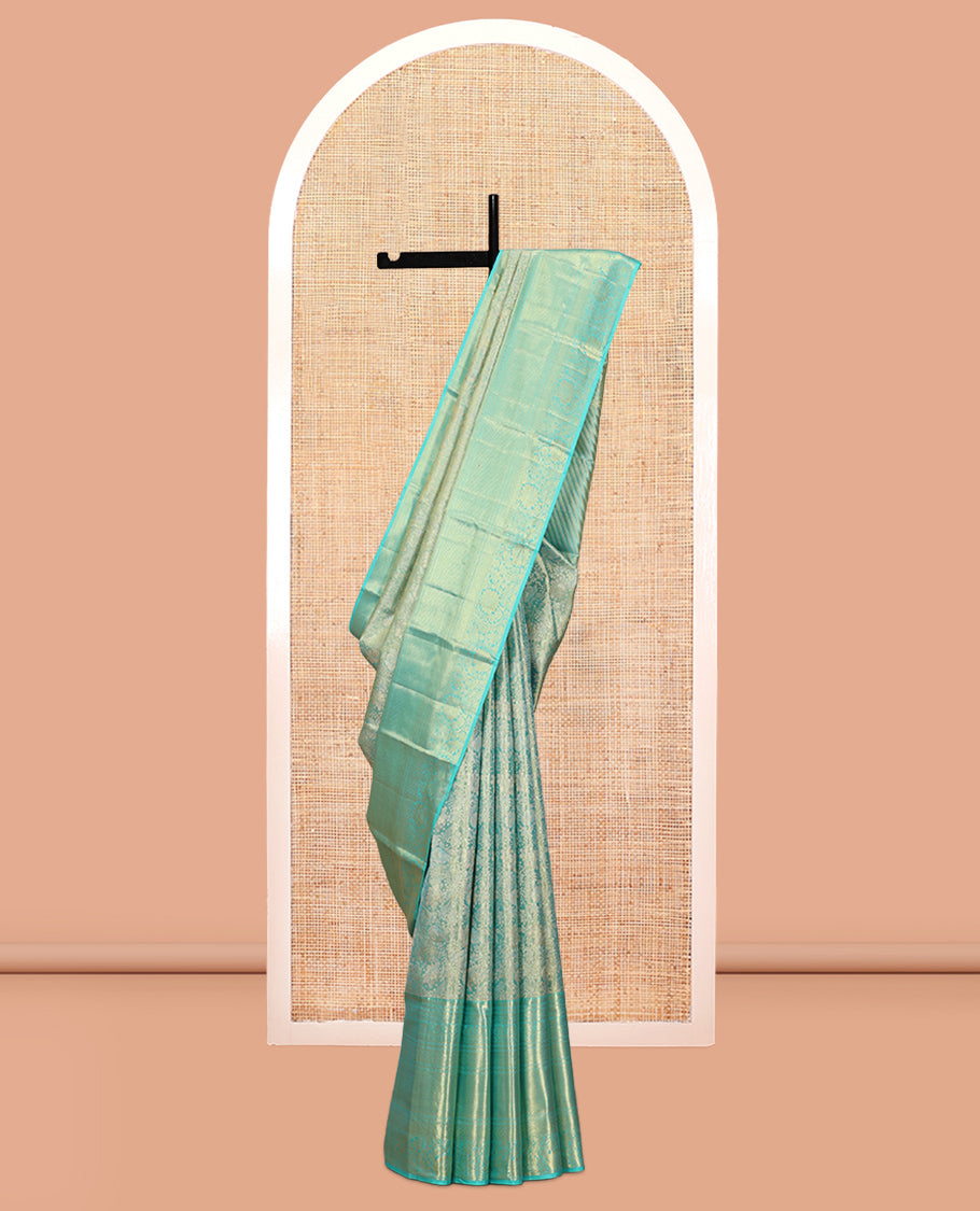 Turquoise Kanchipuram Tissue Silk Saree