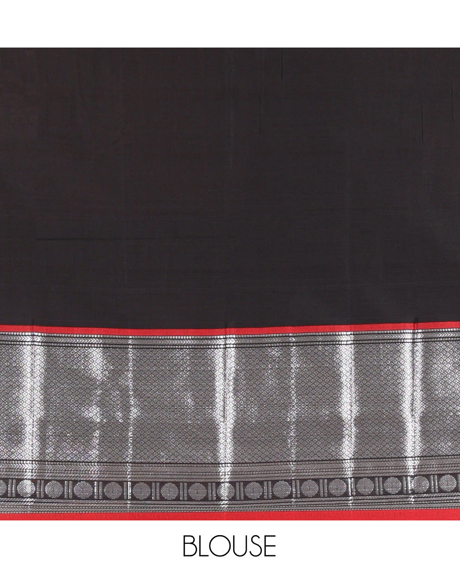 Black-Red Mercerised Cotton Half-Saree