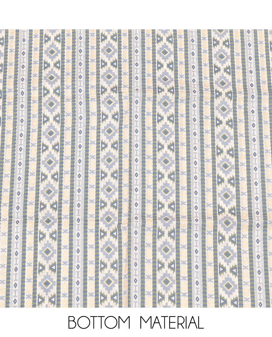 White Cotton Material Churidar Set, Delicately Woven with Floral Motif Print and Neck Top, Printed Bottom, and a Floral Printed Dupatta