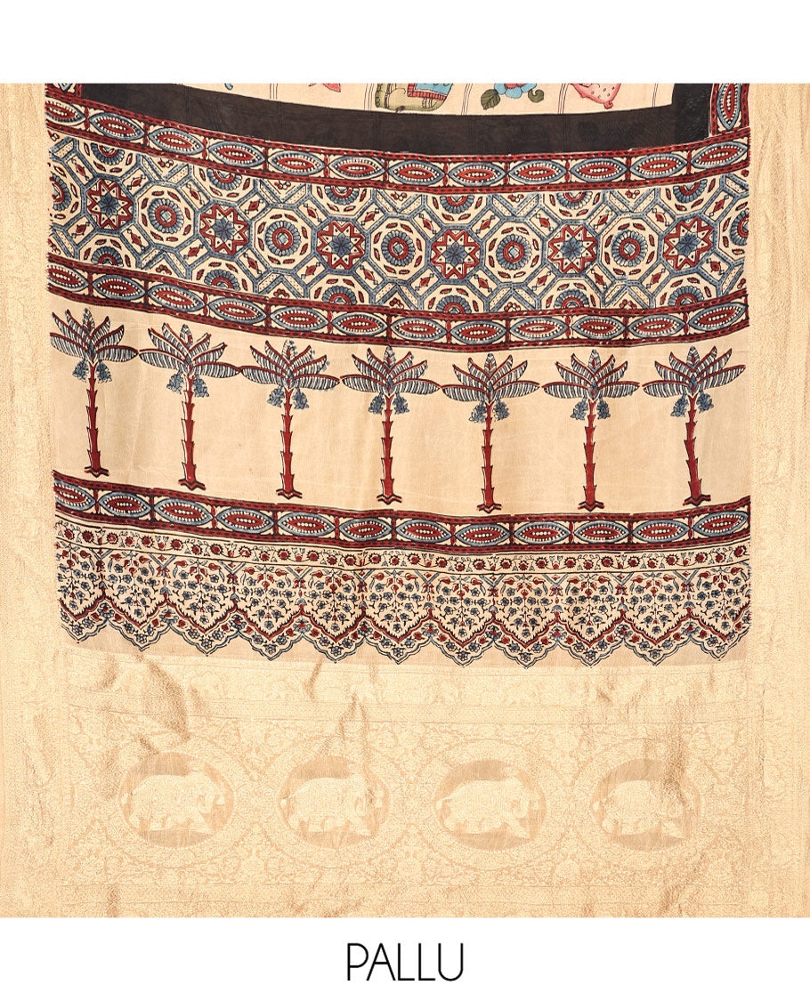 Sandal Modal Checks Silk Saree