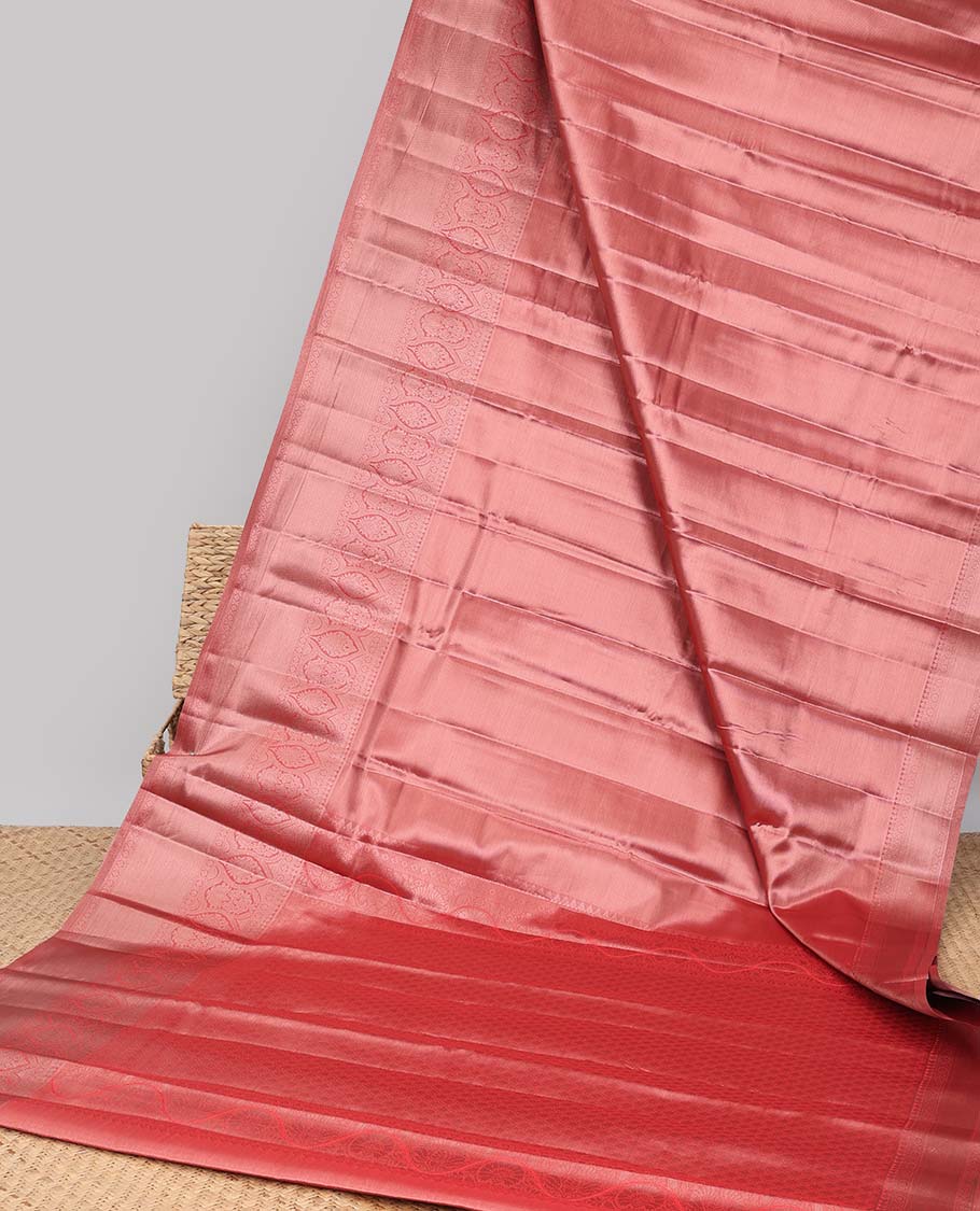 Red tissue saree with self zari design border & intricate zari design pallu