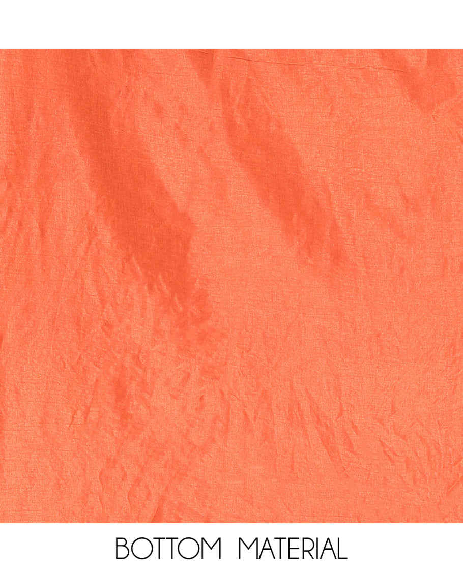 Rust Banarasi Chanderi Material Churidar, Prettified with Buttas Top, a Plain Bottom, and a Matching Dupatta