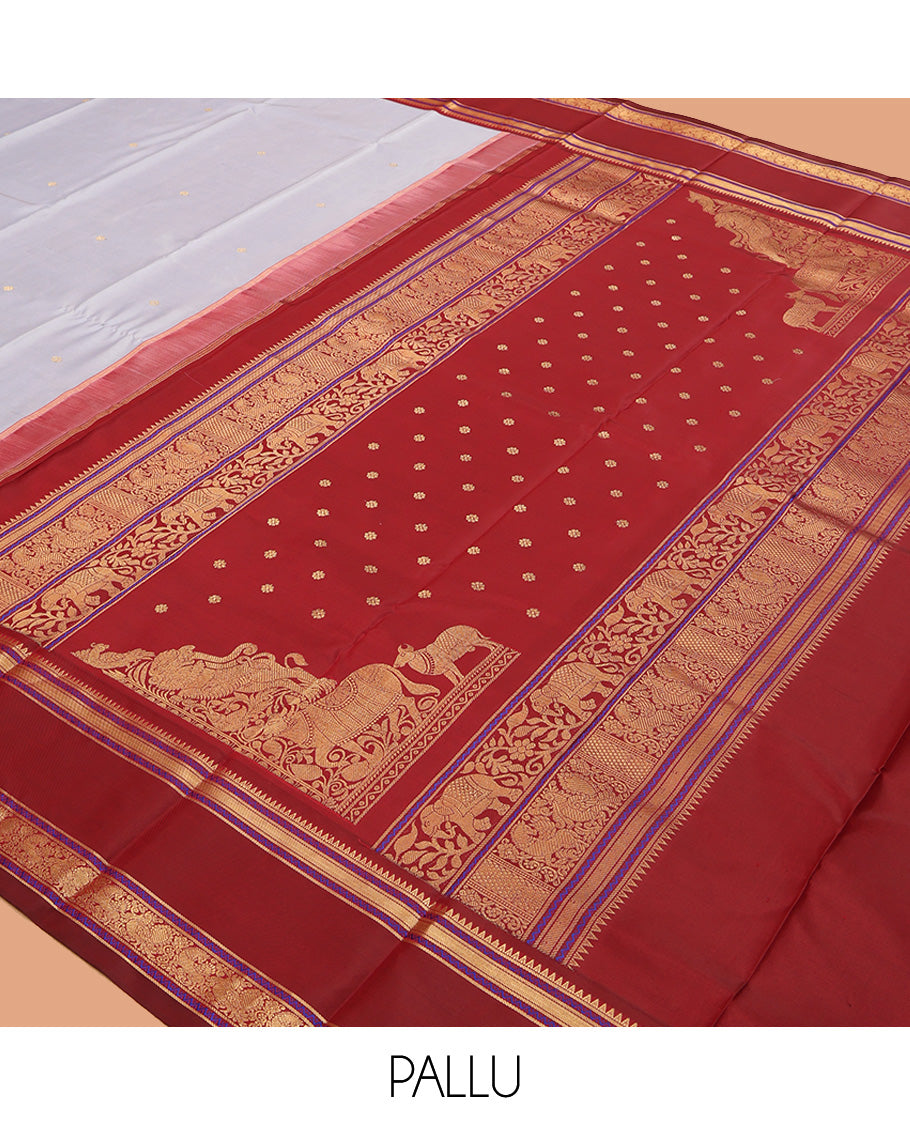 Grey Kanchipuram Chettinad Saree