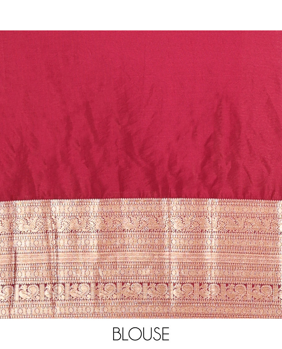 Wine Plain Semi-Mysore Silk Saree