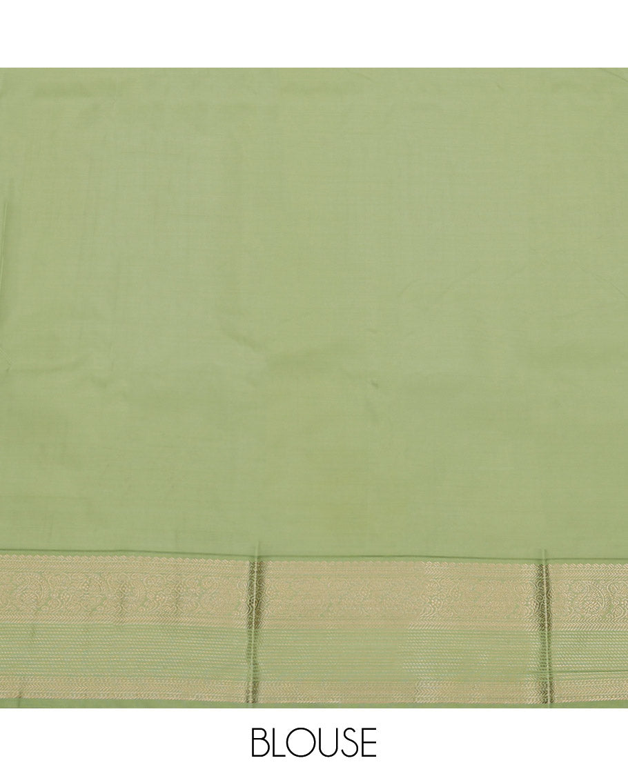 Pink Budget Silk Saree,  Bedecked with Zari Buttas, Complemented by a Contrast Traditional Zari Rettai Pettu Border, Grand Pallu, and Contrast Blouse