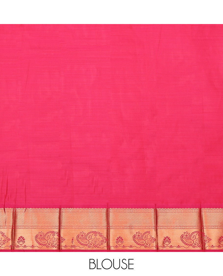 Blue Budget Silk Saree, Graced with Jacquard, Complemented by Contrast Traditional Zari Border, Grand Pallu, and a Contrast Blouse