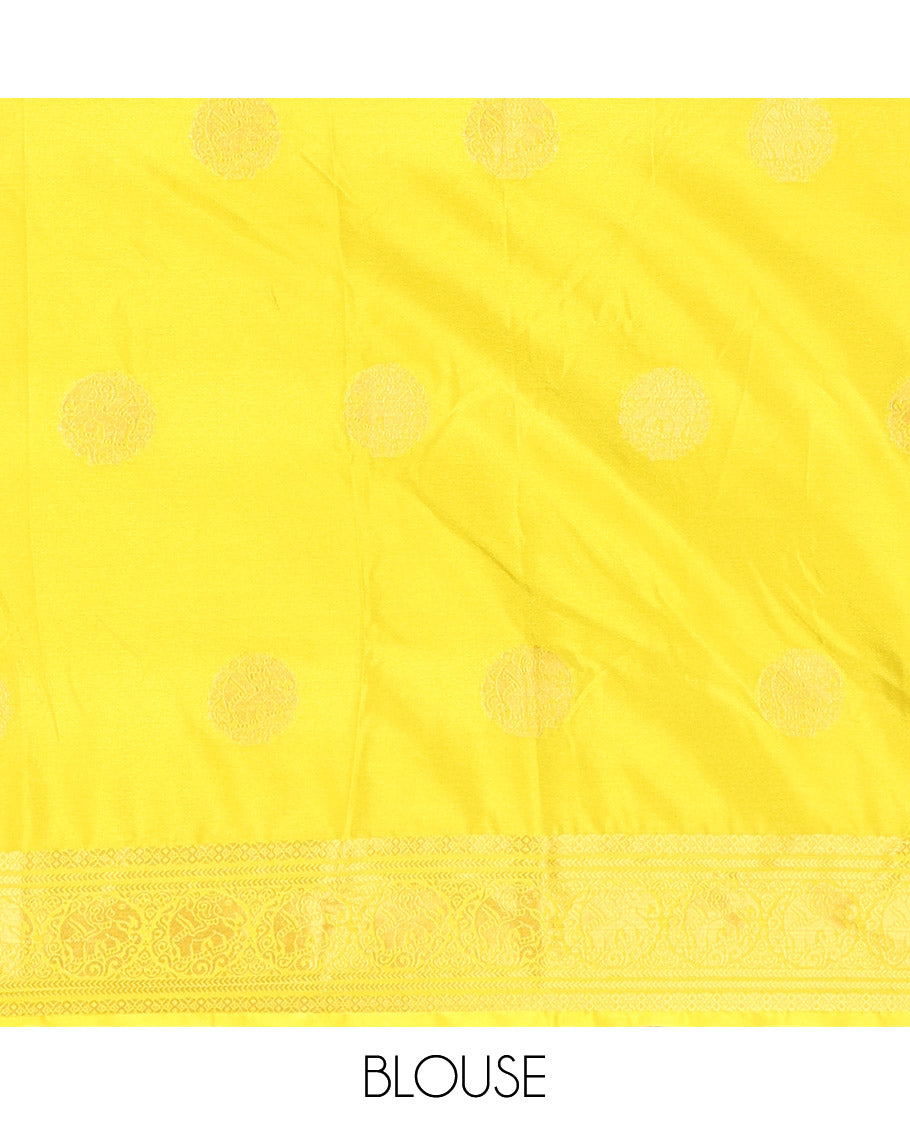 Coffee Brown Elephant Buttas Fancy Mysore Silk Saree, Contrast Elephant Border, Contrast Blouse