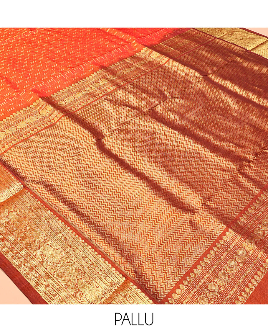 Orange Venkatagiri Silk Saree
