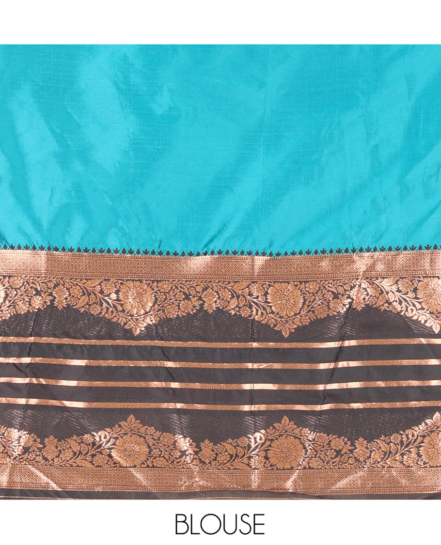 Rama Blue Semi-Silk Half-Saree