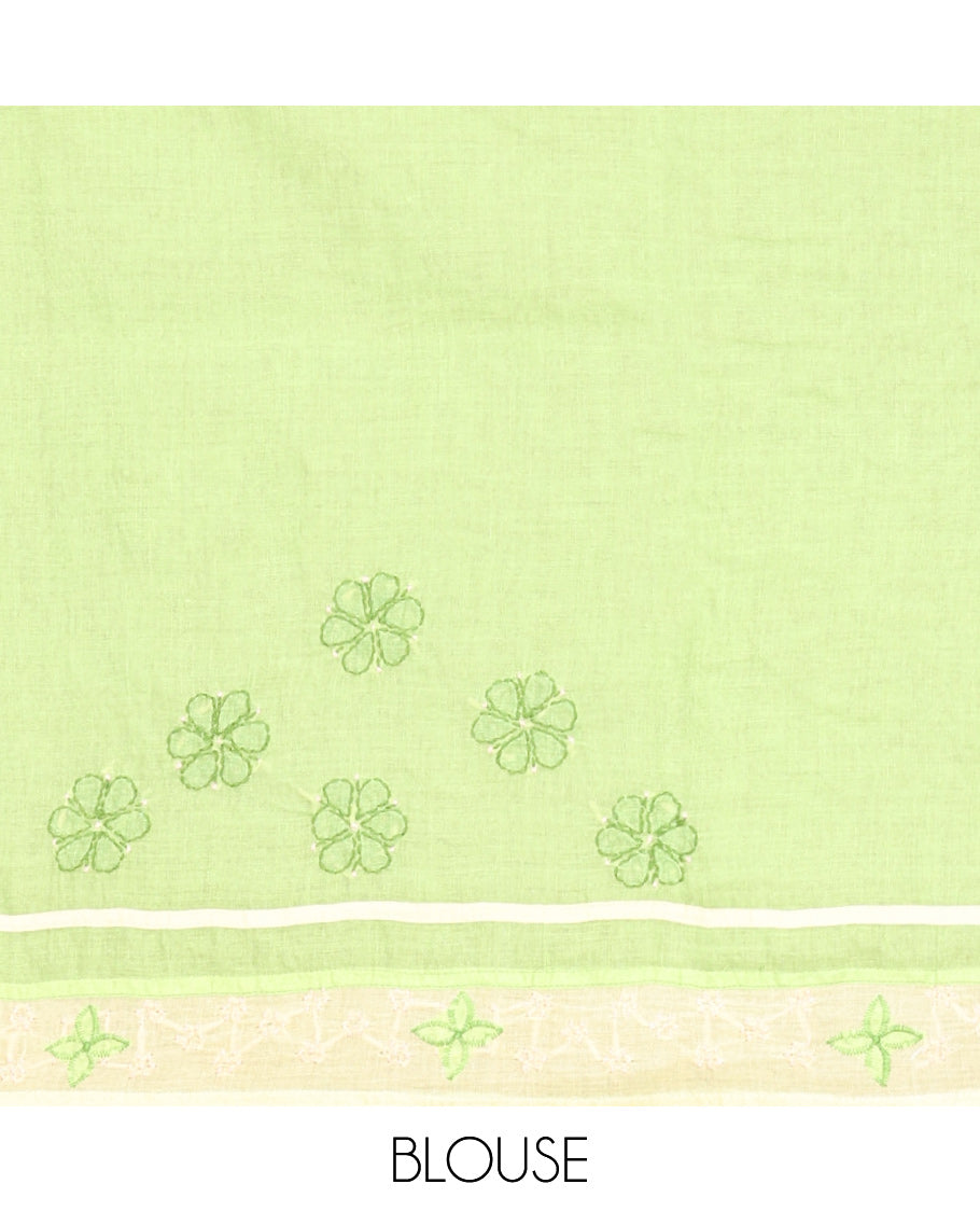 Green Lucknowi Chikankari Saree