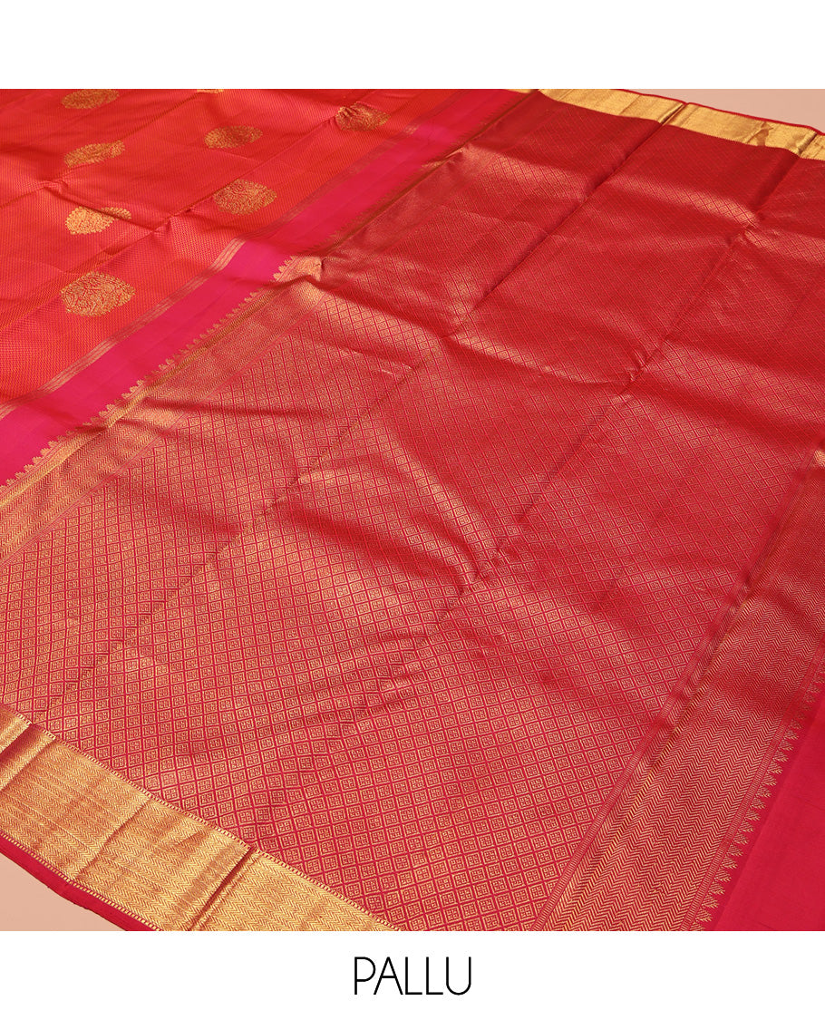 Pink Parampara Silk Saree Subtly Enriched with Zari Buttas and Embossed Texture On Its Body, Highlighted by Zari Border of Muthu, and Vanki Designs, Grand Jaal Pallu and Paired with a Matching Blouse