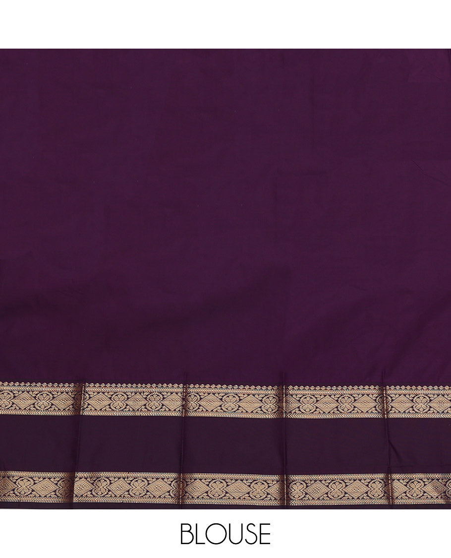 Pink Budget Silk Saree, Detailed with Zari Butta Enclosed Checks, Complemented by a Contrast Traditional Zari Rettai Pettu Border, Grand Pallu, and a Contrast Blouse