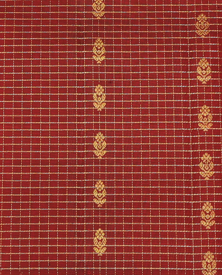 Maroon Pure Silk Navarathna Pavadai Material Set