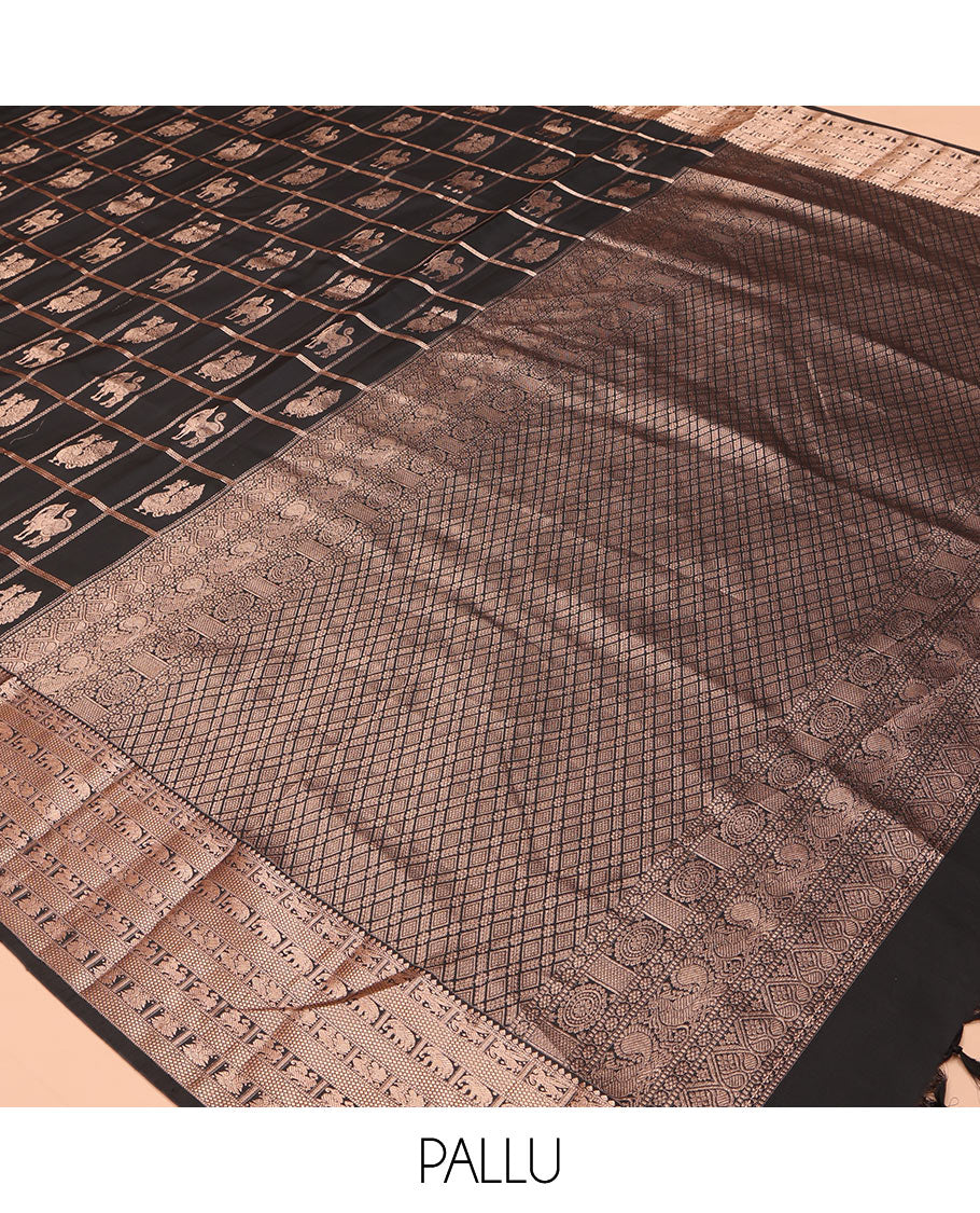 Black Vasundhara Silk Saree with Zari Border