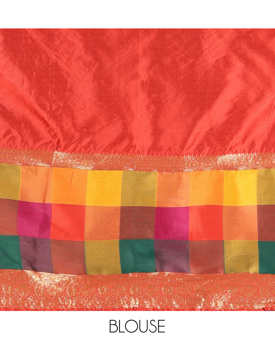 Red Semi-Silk Half-Saree