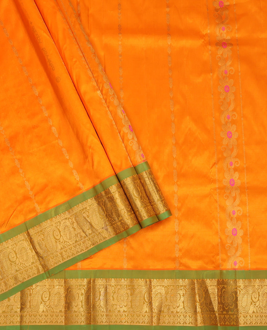 Orange Pure Silk Navarathna Pavadai Material Set