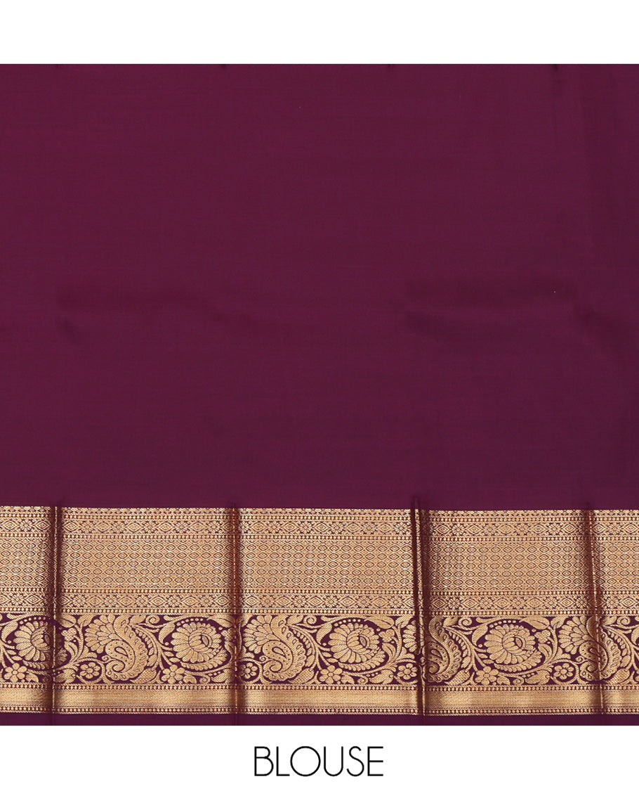 Rosewood Pink Budget Silk Saree, Spotlighted with Zari Buttas, a Contrast Traditional Border, Grand Pallu, and a Contrast Blouse