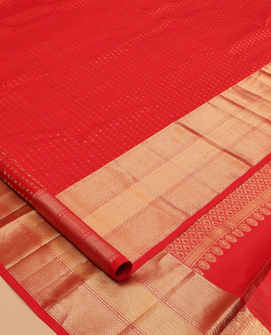 Red Zari Striped Vasundhara Lite Silk Mix Saree, a Traditional Border, Jaal Pallu, a Matching Blouse