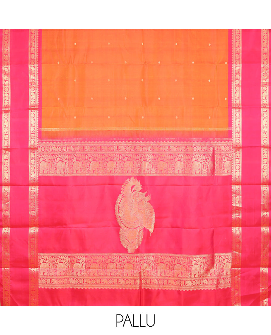 Orange Kanchipuram Chettinad Saree