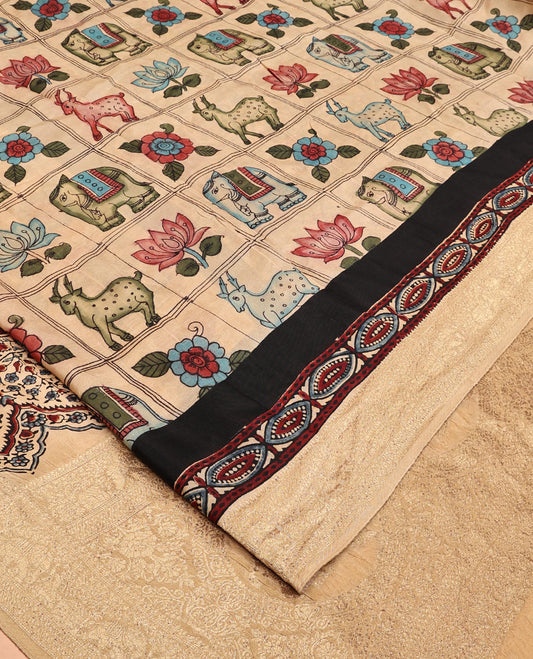 Sandal Modal Checks Silk Saree