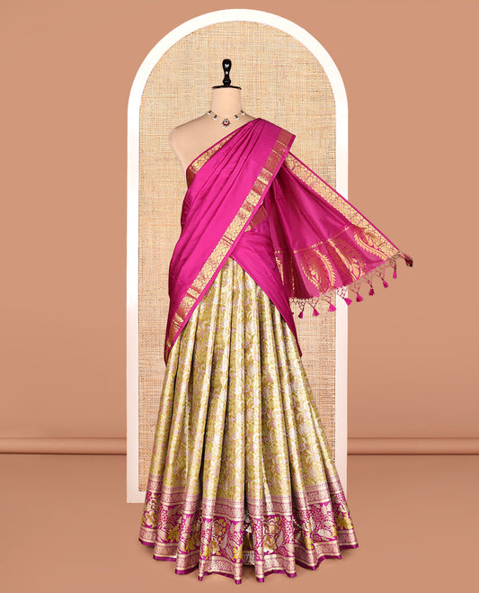 Green Art Silk Half-Saree