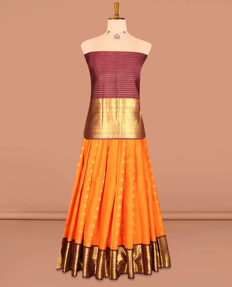 Orange Pure-Silk Half-Saree