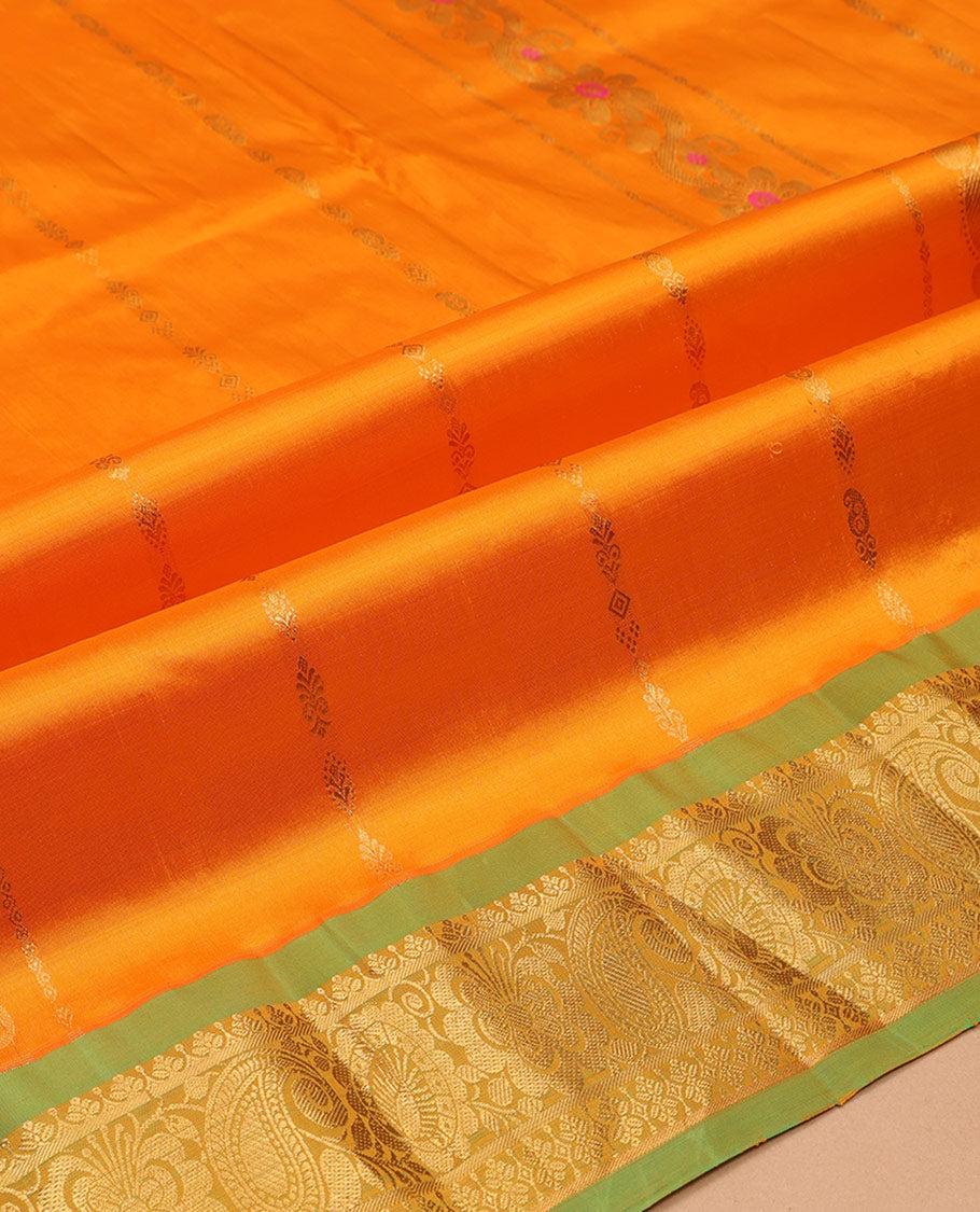 Orange Pure Silk Navarathna Pavadai Material Set