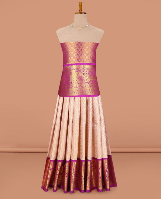 Sandal Pure Silk Navarathna Pavadai Material Set