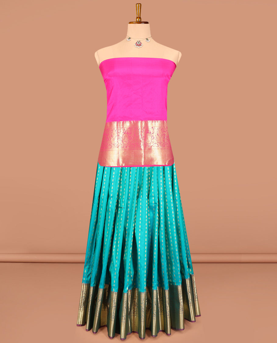 Blue Pure Silk Half Saree