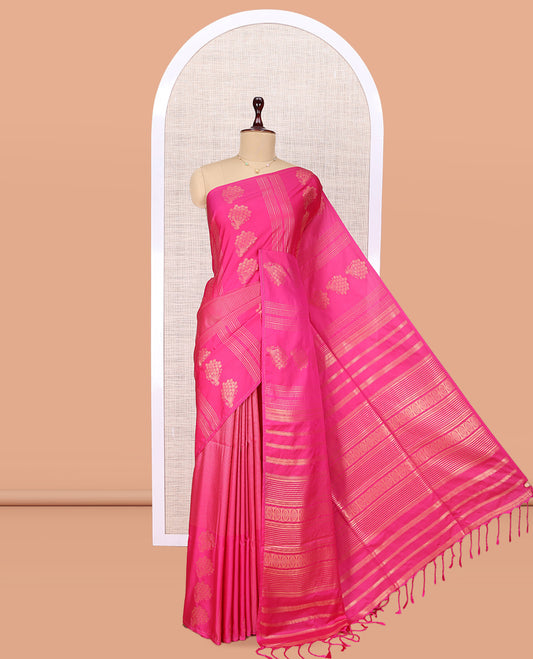 Borderless Pink Budget Silk Saree