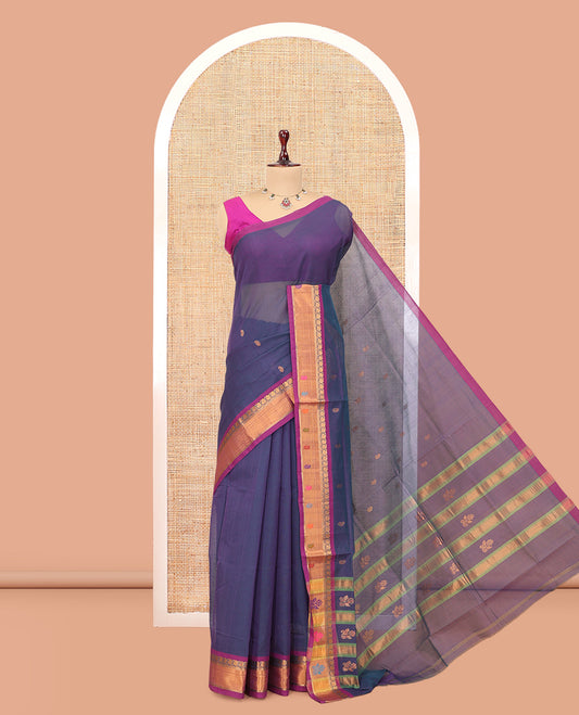 Blue Venkatagiri Cotton Saree