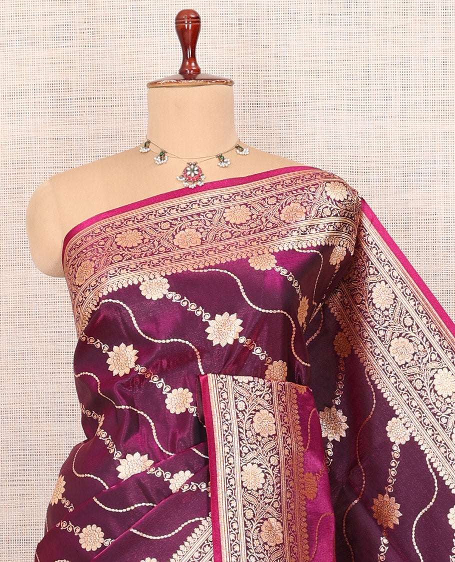 Purple Banaras Nylon Saree