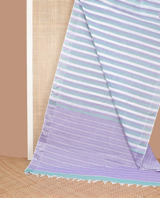 Borderless multi-color stripes design jute cotton saree & pallu of stripes