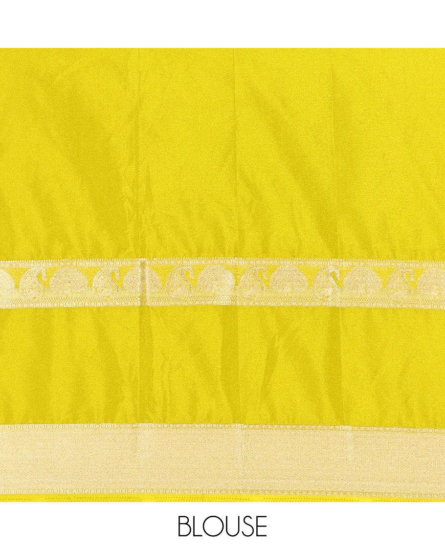 Purple plain fancy Mysore silk saree, contrast rettai-pettu traditional zari border of peacock and paisleys, zari striped pallu, and a contrast zari design blouse