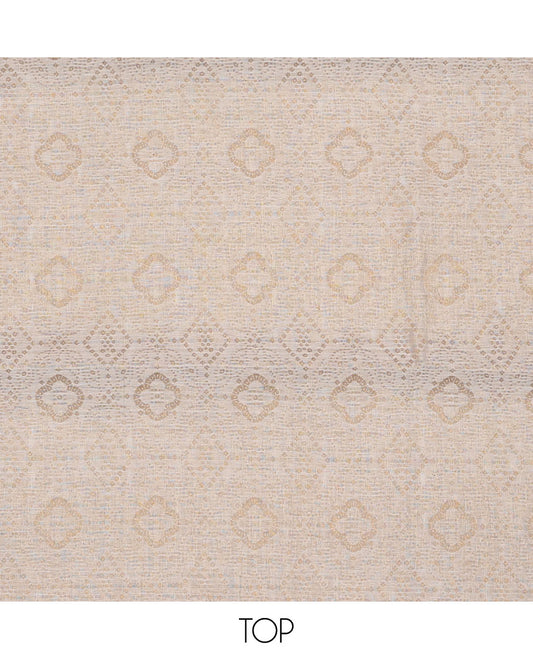 Cream chudidhar material set,intricate design top, orange plain bottom & floral design dupatta