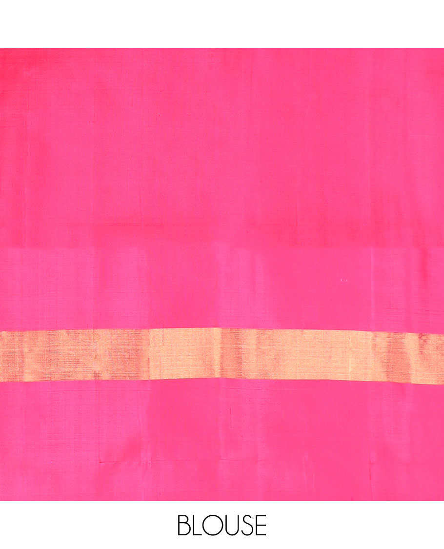 Multi-color ikkat style jaal design soft silk saree with contrast temple design border & ikkat style floral design pallu