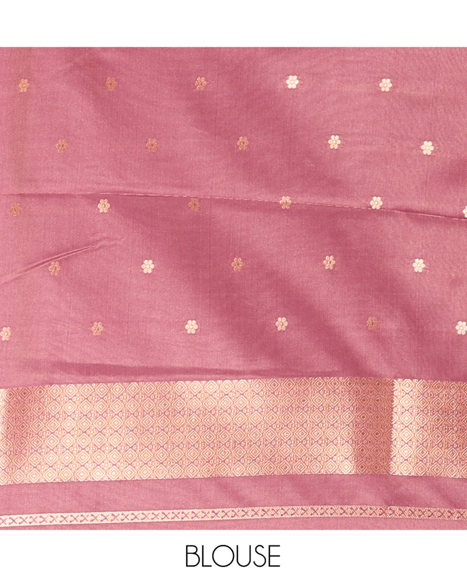Wine Satin Silk Saree, Adorned with Flora-Fauna Buttas, Tree-Bird Border, Intricate Pallu, Matching Blouse