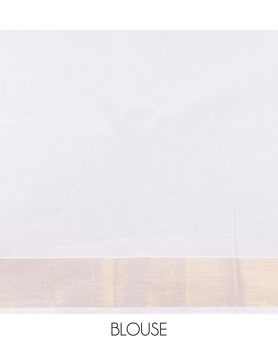 Sandal striped jute cotton saree, self-border & striped pallu