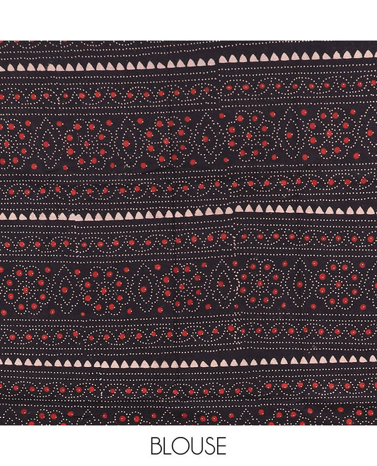 Brown chettinad cotton saree with contrast elephant, annam double pad border