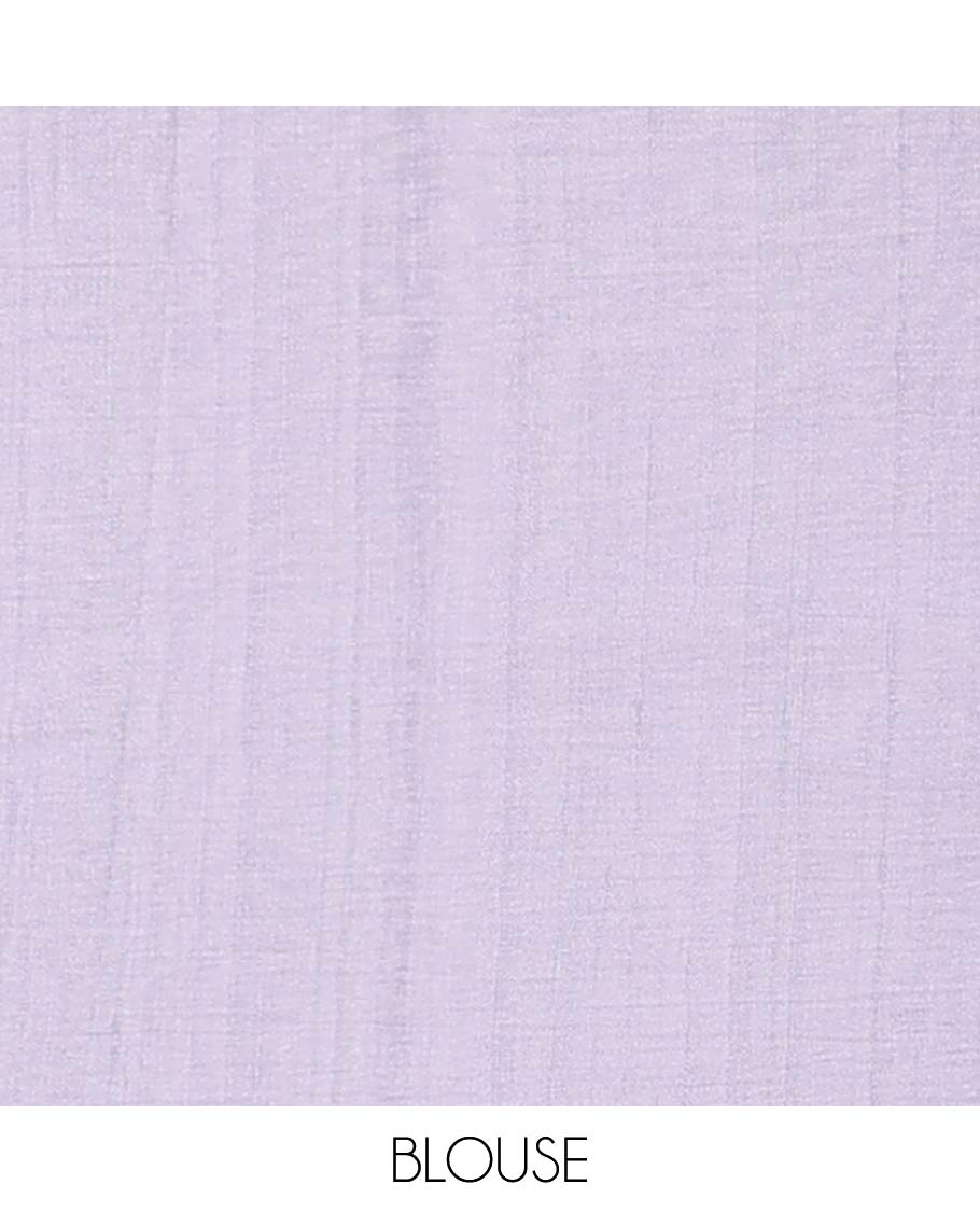 Lavender floral vine printed organza saree with contrast plain border