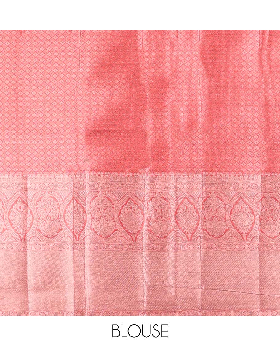 Orange budget silk saree with self zari design border & intricate zari design pallu