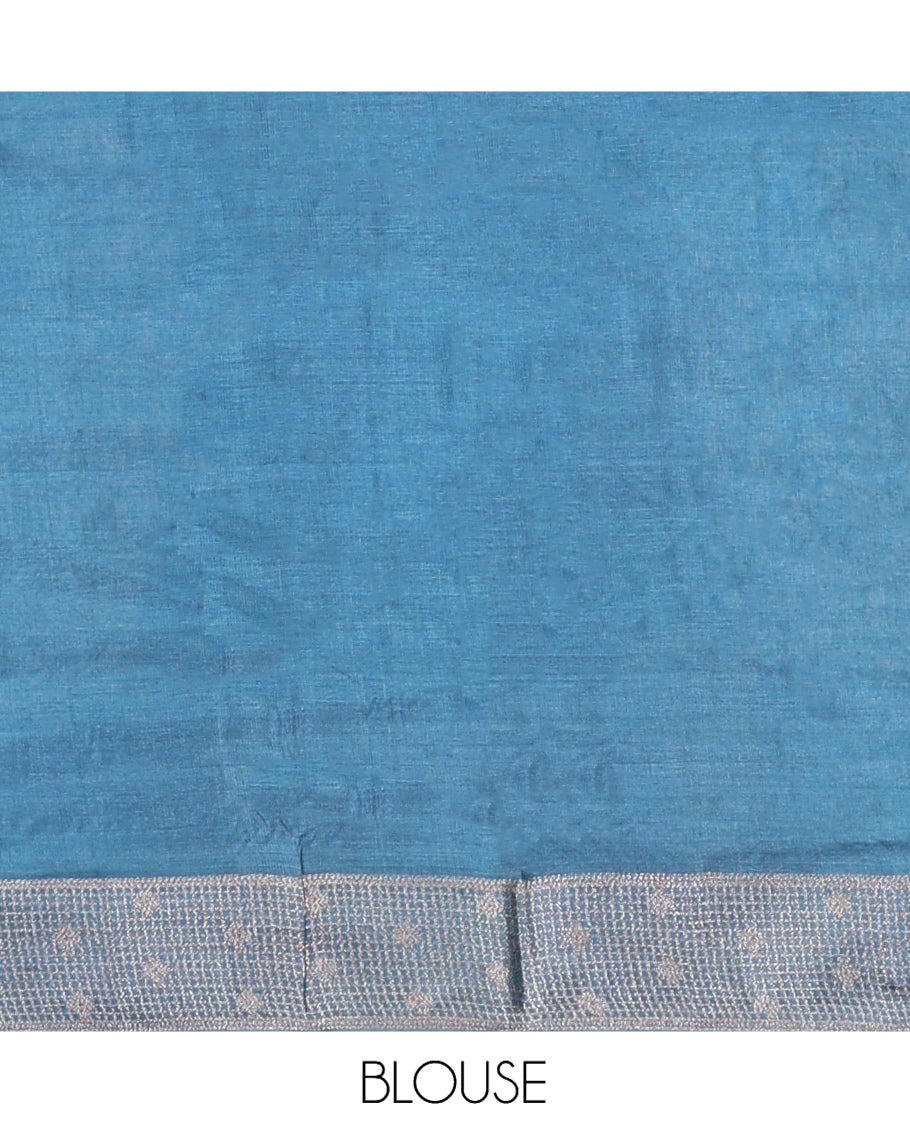 Blue Tussar Silk Saree