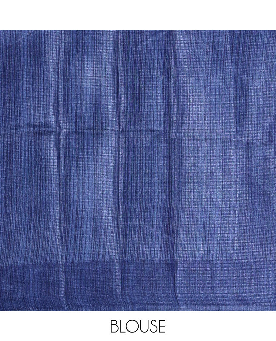 Rama green batik-style printed khadi cotton saree, contrast plain border, patola printed pallu & contrast plain blouse