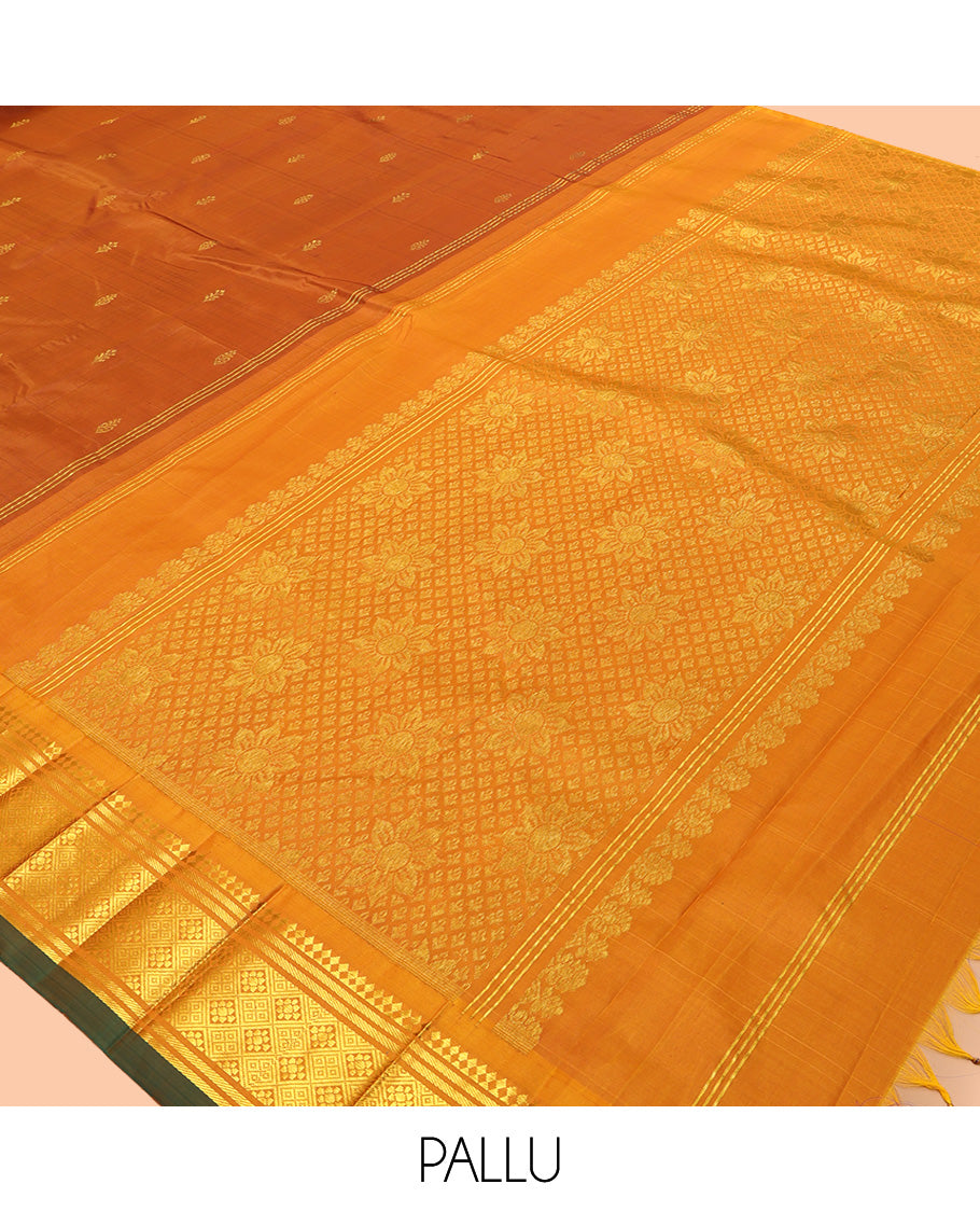 Orange Zari Butta Kanchipuram Silk Saree